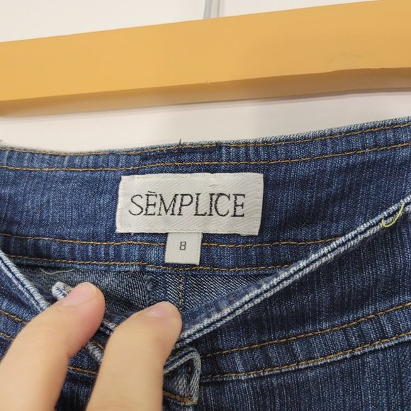 Semplice Blue High Rise Cropped Wide Leg Jeans Ankle Length Cut Pockets Size 8 - Picture 9 of 14